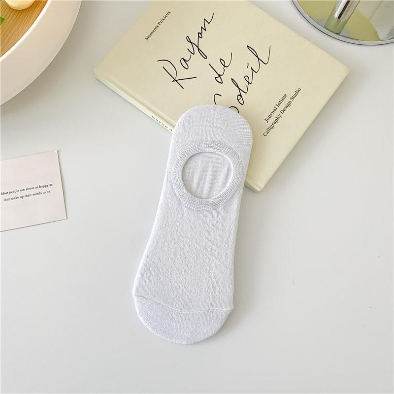 

5 Pairs Boat Socks for Women Summer Thin Mesh Breathable Solid Color Socks Female Non-slip Invisible Shallow Crew Socks белый