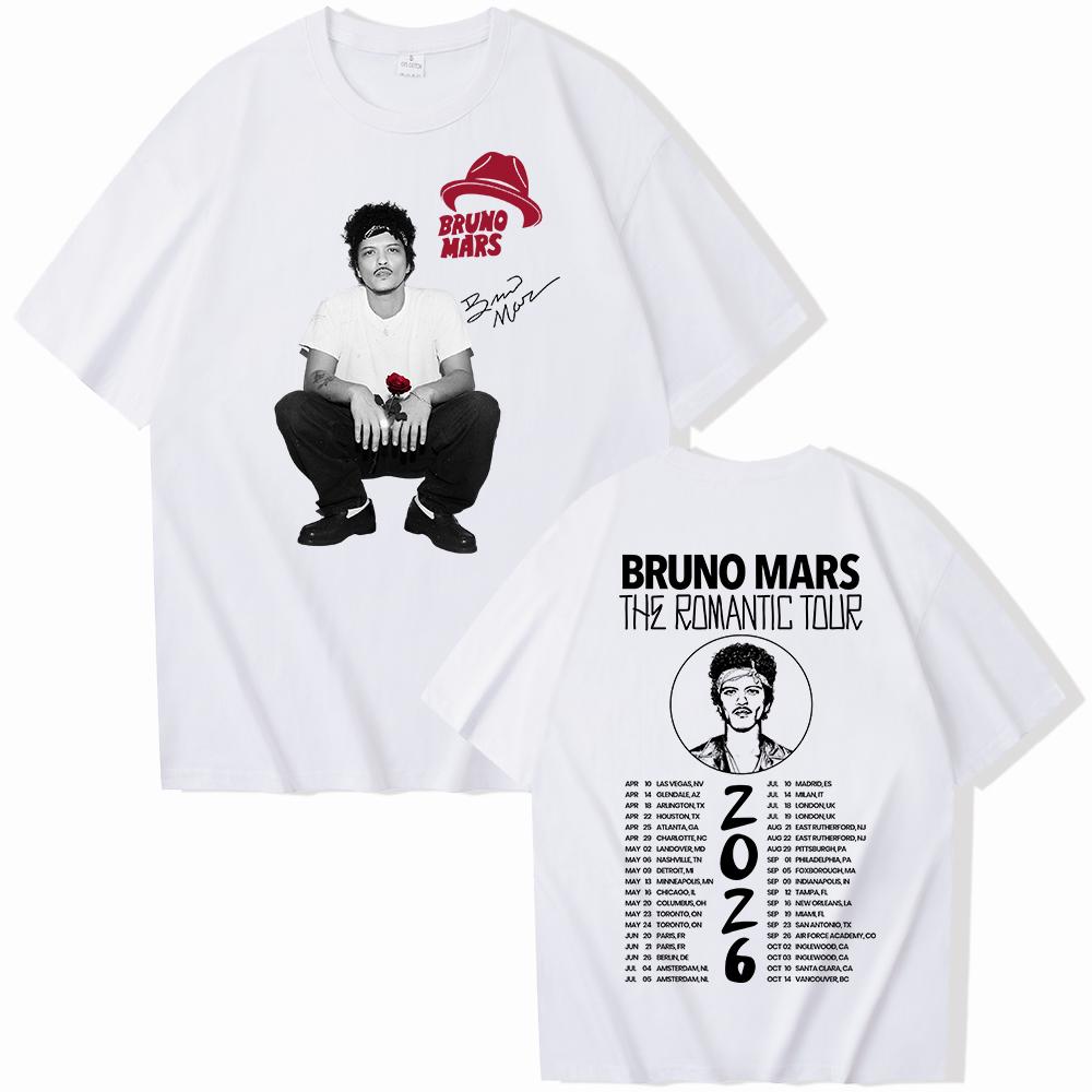 Bruno Mars The Romantic Tour 2026 Merch Tshirt Man Woman Harajuku Short Sleeve Oneck Casual Shirt