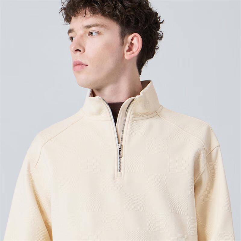 Mark Fairwhale Men's Textured Jacquard Stand Collar Half-Zip Sweatshirt