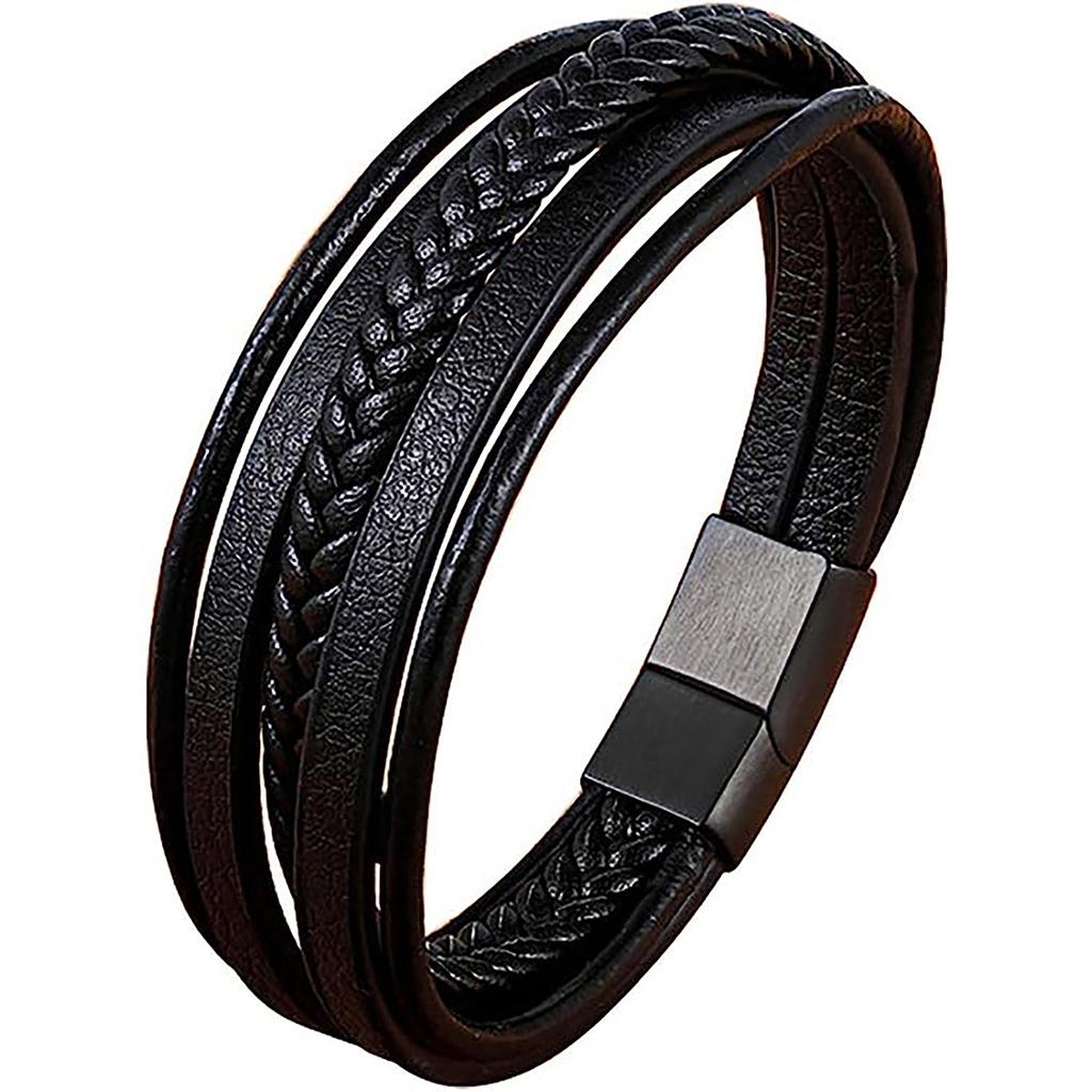 1pc Black Five -layer Symmetrical Bracelet, Men's Bracelet, Showing Men's Charm