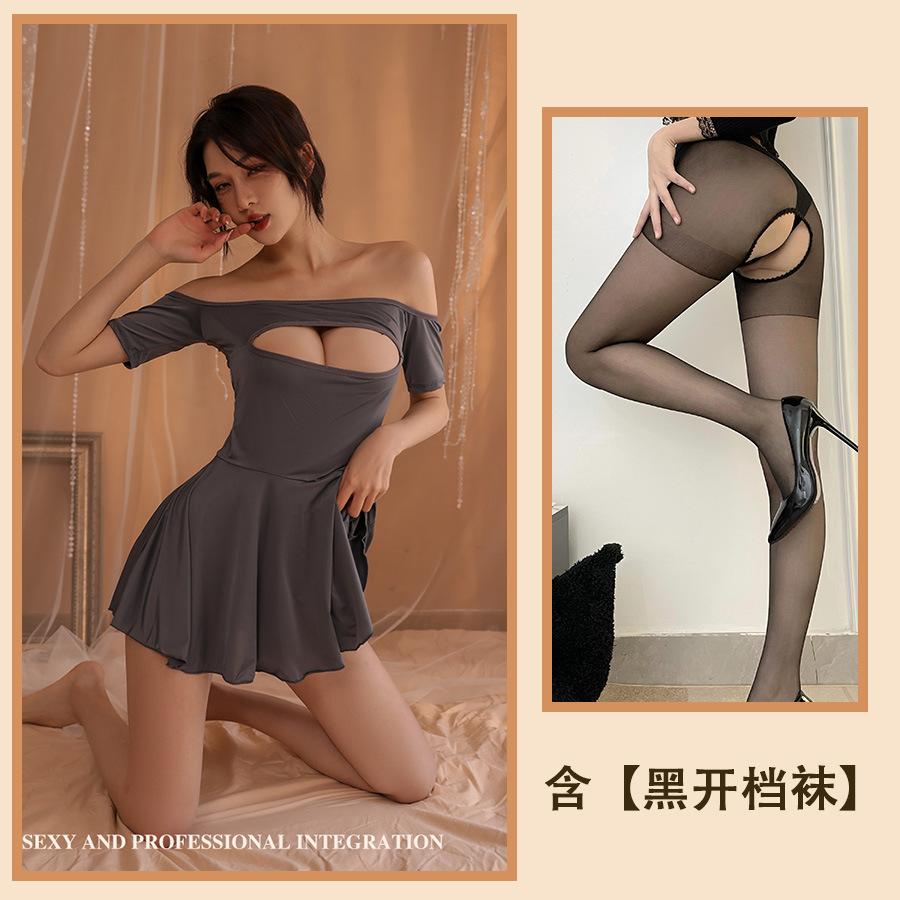 Sexy Underwear Hot Pure Desire Temptation Pajamas Sexy Chest Hollow Nightdress Elastic Tight Body Free Suit