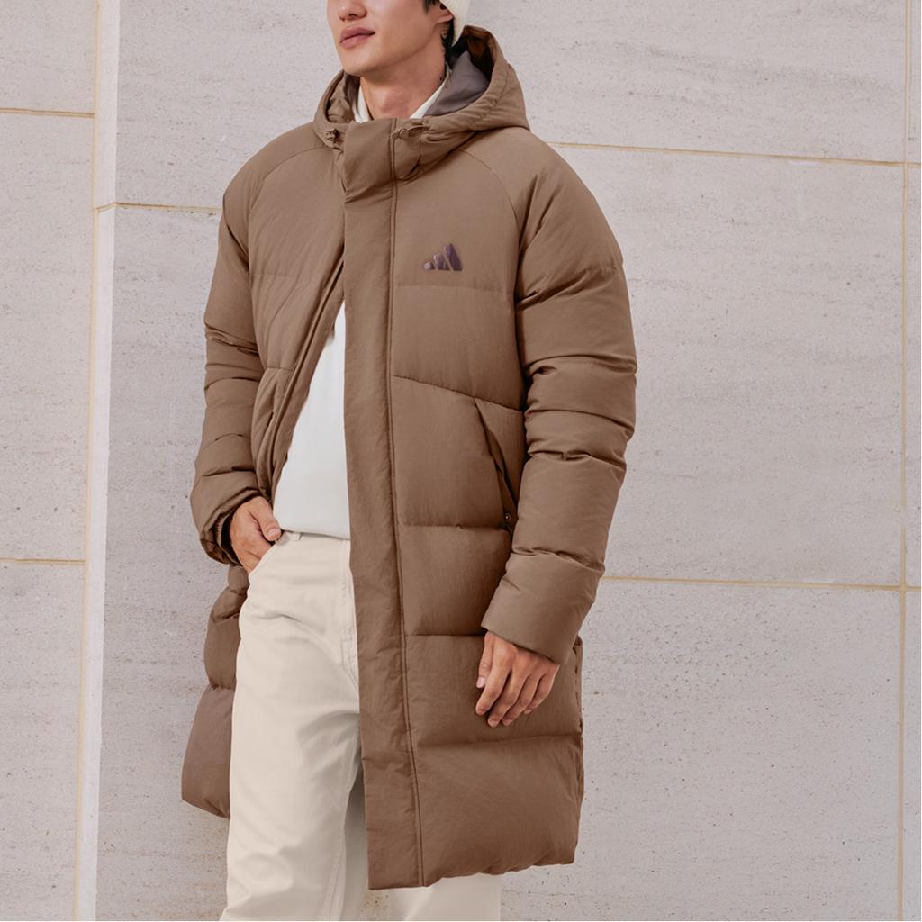 Adidas 600 Fill Casual Mid-Length Warm Duck Down Hooded Letter Long Sleeve Down Jacket Men Outerwear KQ5517