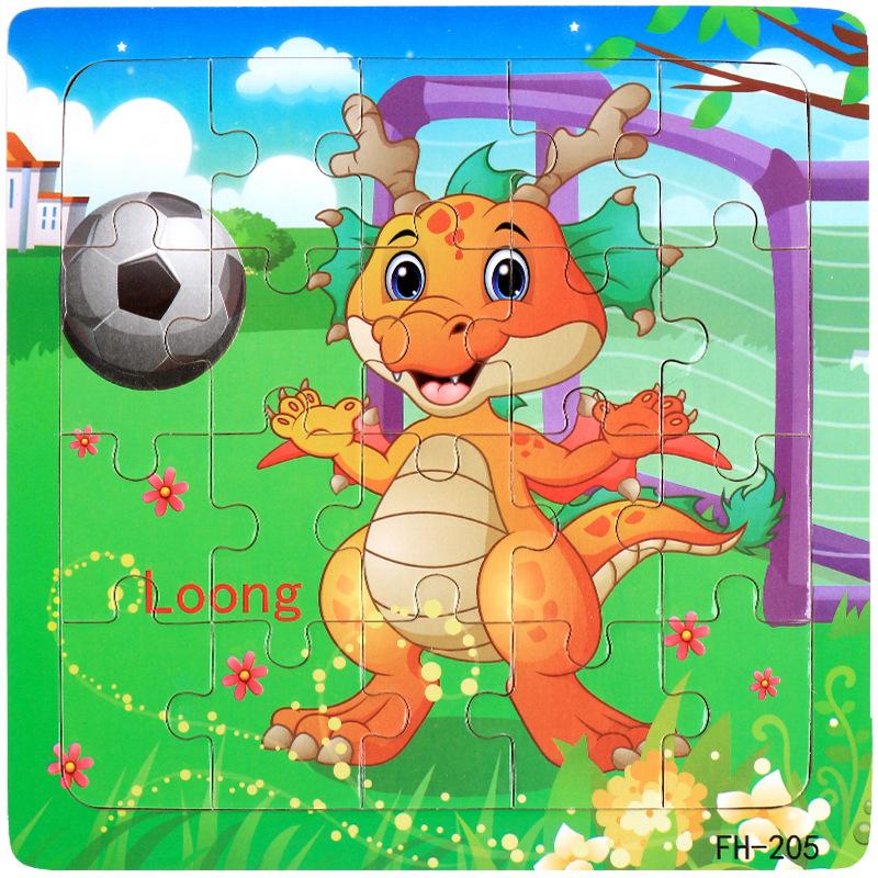 20pcs Wooden Animal PuzzleEducational Learning Toys Kids Cartoon Animals Vehicle Wood Jigsaw Puzzle for Children