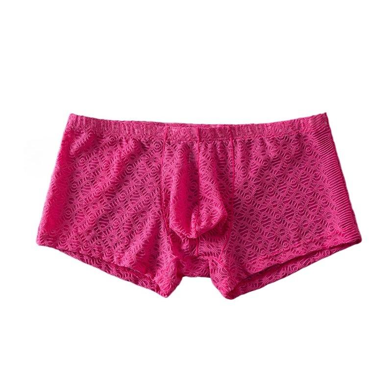 Men'S Underwear Ultra-Thin Lace See Through Lingerie Low-Rise Youth Boxers Sissy Pouch Panties Transparent Bikini Slip Homme