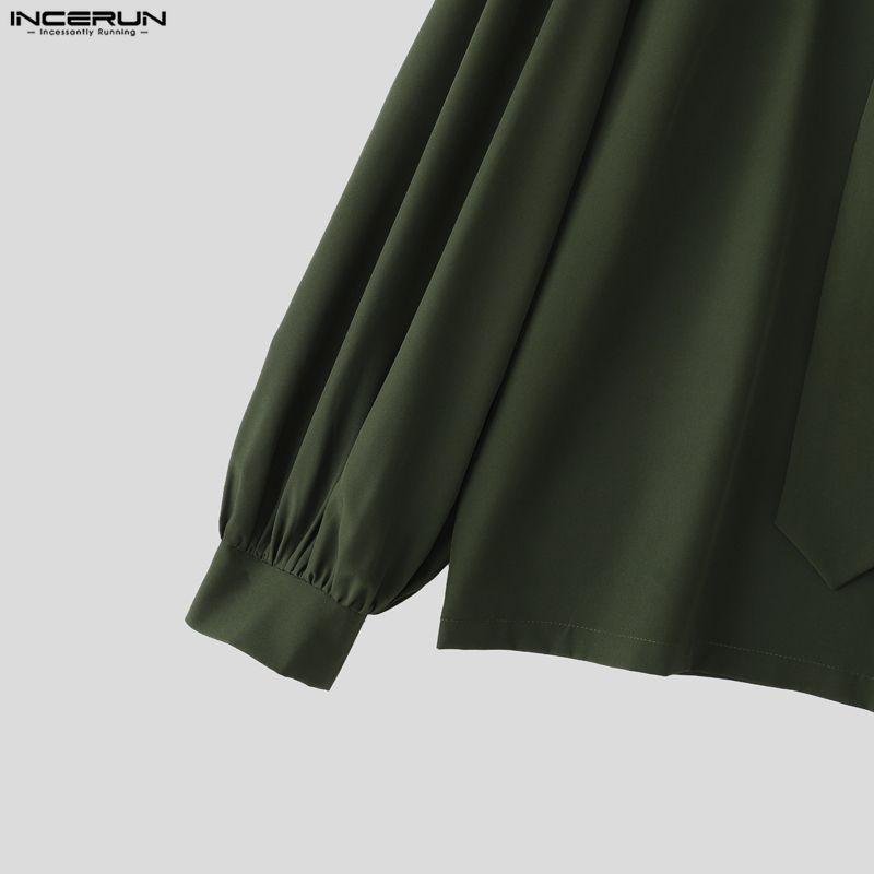 INCERUN Oversized Men Outfits Naval Collar Long Sleeve Shirts Long Pants Casual Two Pieces