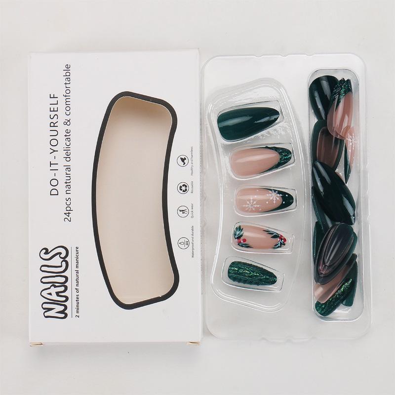 

3D Dark Green Water Drop Christmas Wearable Nail Stickers
