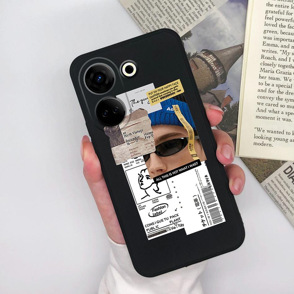 For Tecno Camon 20 Pro 4G 5G Phone Cases Cute Design Matte Silicone Shockproof Black Cover For Tecno Camon20 20Pro Bumper Capa
