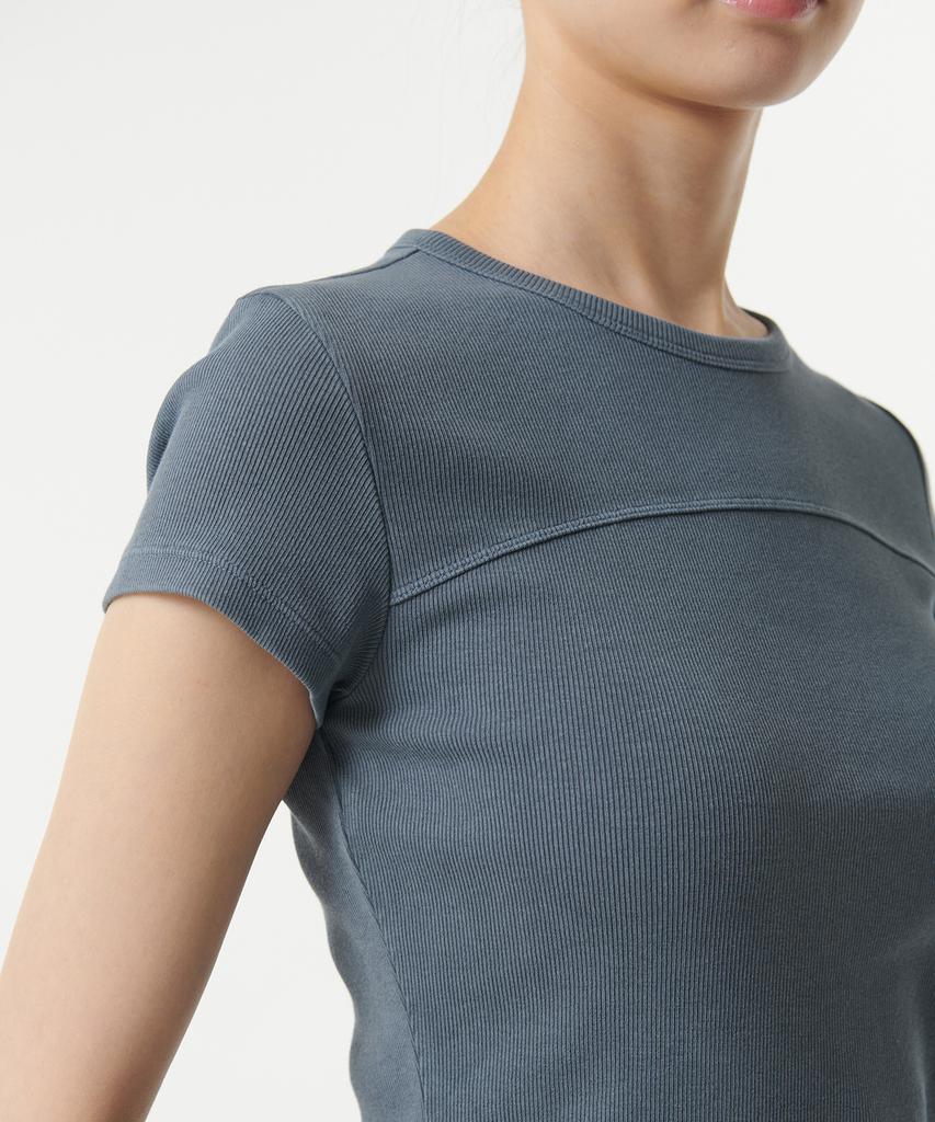 MUSINSA STANDARD WOMAN Women'S Ribbed Pigment Slim T-Shirt [Peacock Blue]