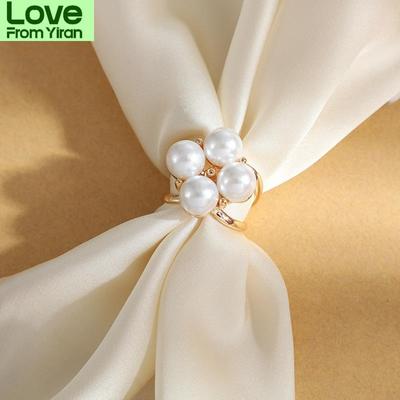 Boucle de foulard en soie pour femme, broches en alliage de perles pour femmes, anneau rond de simplicité, boucle de foulard en soie, accessoires de vêtements