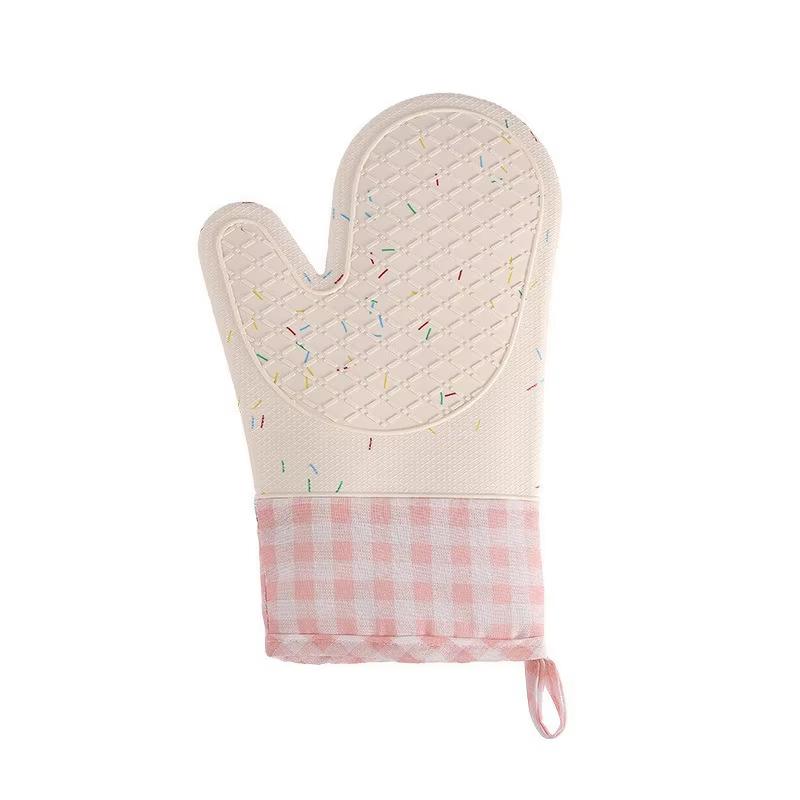

1PC Cute Silicone Kitchen Single Oven Glove Mitts Insulation Heat Resistant Microwave Glove Baking Tools розовый