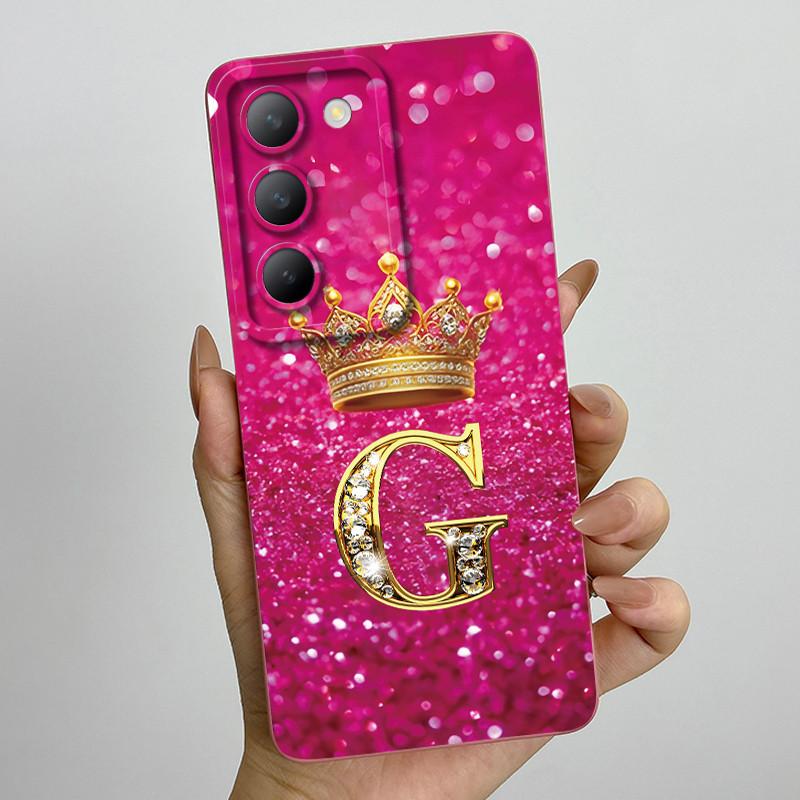 For Vivo V30 Lite 4G Case Crown Letter Soft Silicone Phone Case For Vivo V30 SE V40 SE Cover On Vivo Y100 T3 5G Shockproof Funda