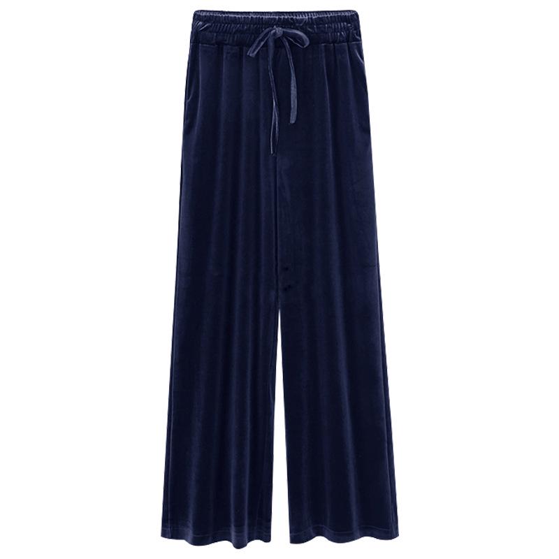 Women's High-Waist Velvet Wide-Leg Pants: Plus-Size, Loose, Thick Slim-Fit, Perfect for Autumn & Winter Casual Wear.
