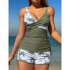 Printed Two Pieces Swimsuit Women Tankini Set Drawstring Swimwear Female Bathers Bathing Swimming Swim Suit Beachwear
