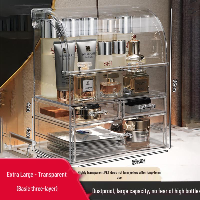 Dustproof Large-Capacity Cosmetic Storage Box for Lipstick & Skincare with Drawers