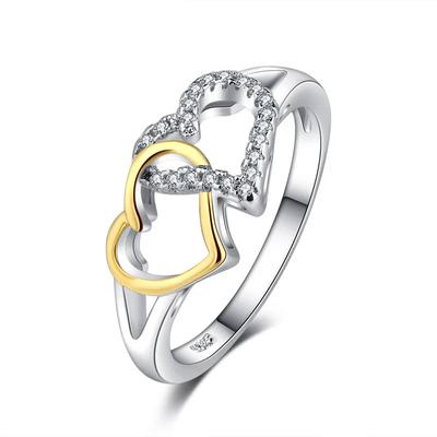 Top Quality Simple Style Heart To Heart Ring 30% of  Sterling Silver Lover Ring for Women Fashion  Stamp Discoloration