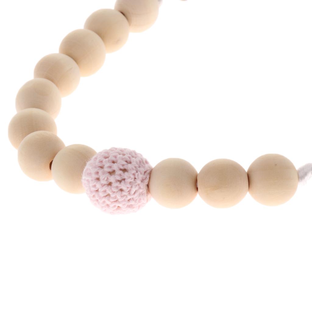 Wooden Beaded Baby Holder Pacifier Clip Teether Chain, Style 8