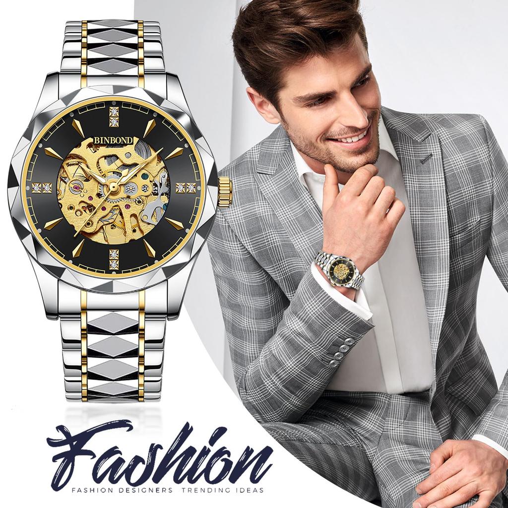 Automatic Watch Silver 3ATM Water Luminous Analog Stainless Steel Strap Watch Fashion Watch Birthday Christmas Day Day Gift Men's Resistant Men's -