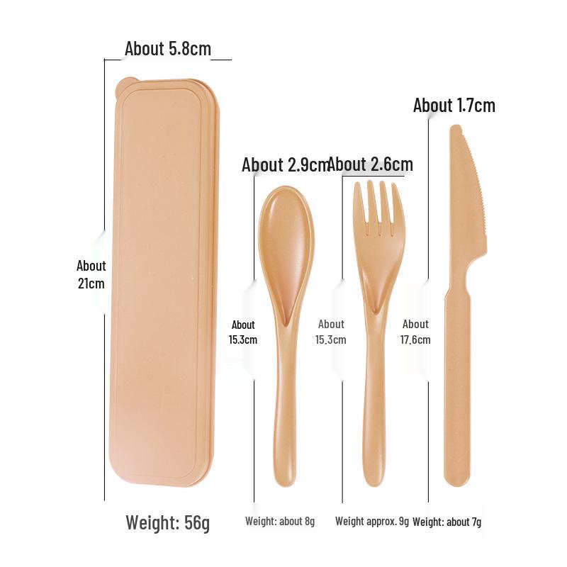 Portable Wheat Straw Cutlery Set: Reusable Fork, Knife, and Spoon for Students and Travel