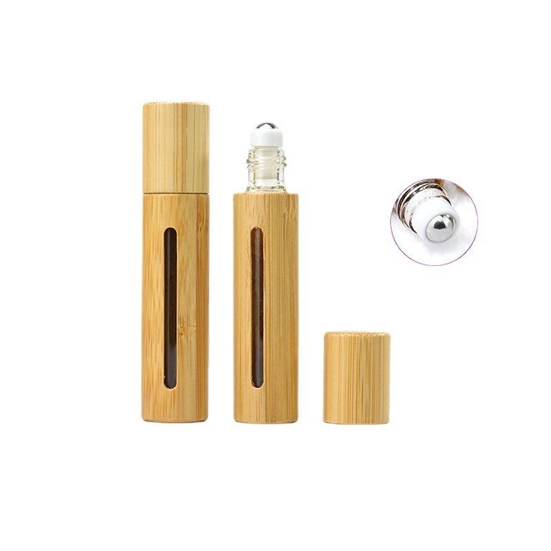 3ml/5ml/10ml/15ml Pack of 10 Mini Glass Roller Bottles with Ball Rollerball Glass Bottles with Bamboo Case Empty Bottles