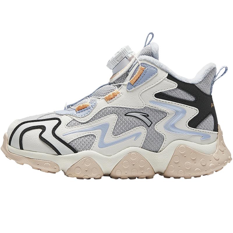 Anta Kids Trendy Fashion Thickened Warm Wear-Resistant Non-Slip Mid-Top Casual Shoes Kids Casual Shoes Gray White Black A22449941-3