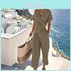 Summer Womens Pure Color Irregular Short Sleeve Suit With Pleated Pants For Casual Wear
