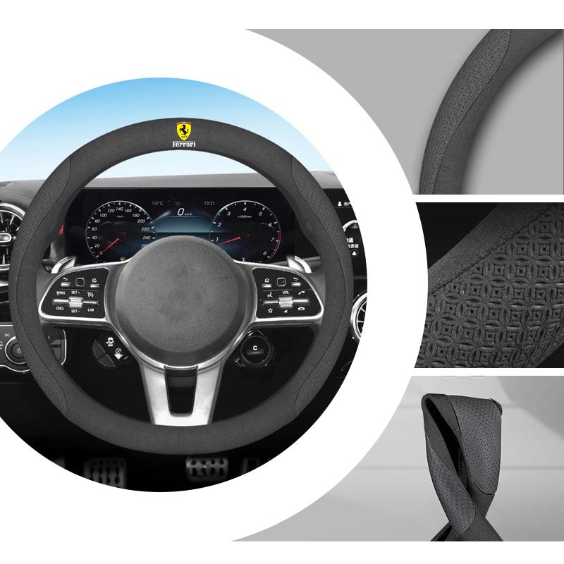 Car Leather Steering Wheel Cover for Ferrari F430 Stradale Roma 488 Spider SF90 Portofino F8 Superfast/Competizione LaFerrari JQ2