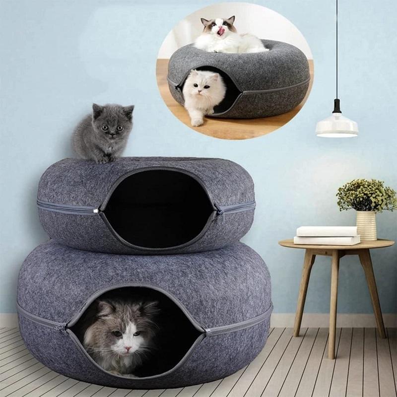 Cat Bed Donut Pet Cat Tunnel Interactive Game Toy Cat Bed Tunnels Indoor Toys Cats House Kitten Training Toy Sports Equipment