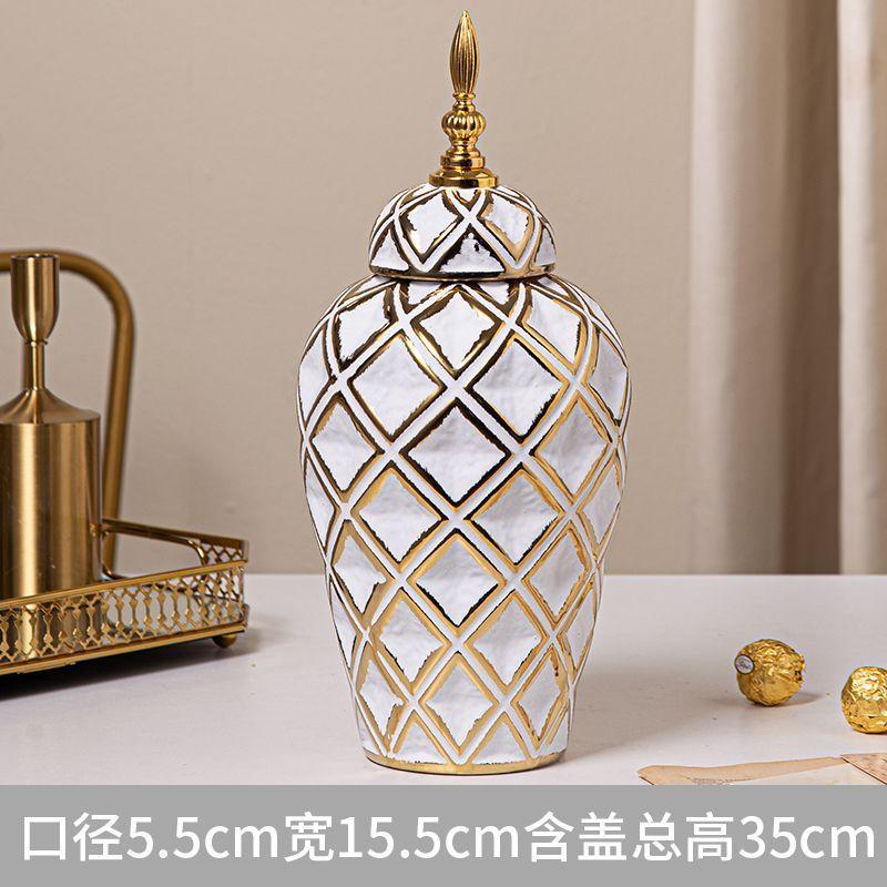 electroplated ceramic vase decor Luxury General storage tank tall universal jar Living room dining table home decor ornaments