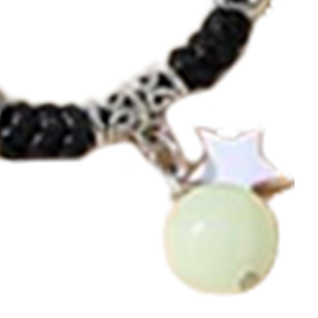 Lovers Bracelet Dark Glowing Adjustable Star Pendant Woven Couple Bracelet for Daily Dating Party Black