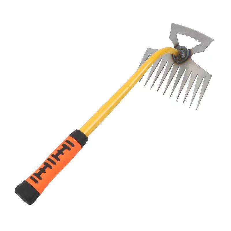 Manganese Steel Weeding Rake: Gardening Tool for Soil Loosening and Wild Vegetable Removal