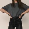 100% Cotton Round Neck Solid Color T-shirt Women's Short Sleeved Top