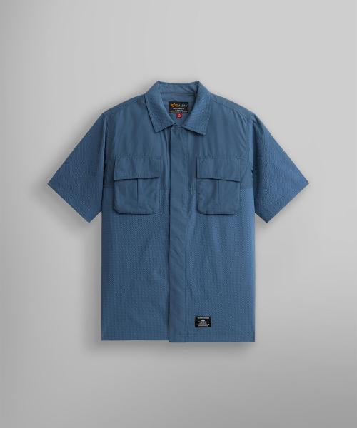 Рубашка Alpha Industry из жатой ткани (seersucker) цвета Airborne Blue M