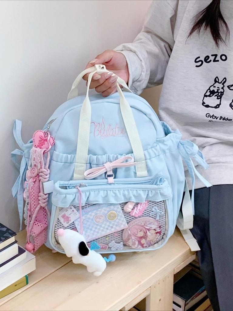 Bow Ita Bag Detachable Transparent Pockets Mochilas Mujer Student Versatile Mochila High Capacity Backpack Bolsa Feminina