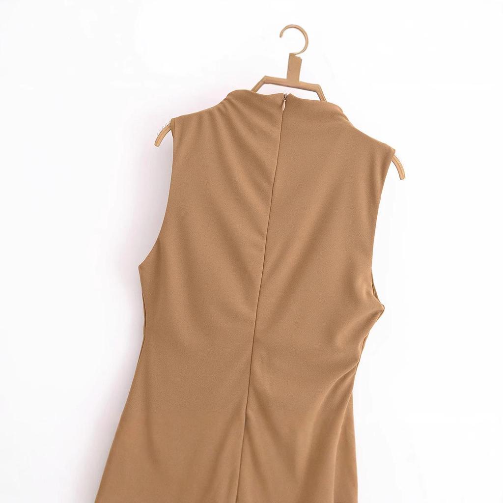 2025 Spring Women's European & American Style Pleated Midi Dress