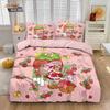 3Pcs Pink Strawberry Cake Girl Print Coreless Duvet Cover Set Multi Size Bedroom Bedding Decoration Comfortable Machine Washable