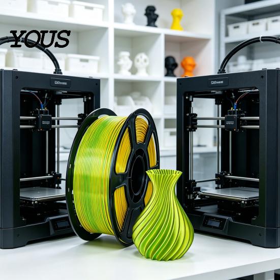 3D Printing Material Printer PLA Filament 1.75mm, Silk Golden Green Dual 1.75mm Color Filament, 1Kg Spool for Projects
