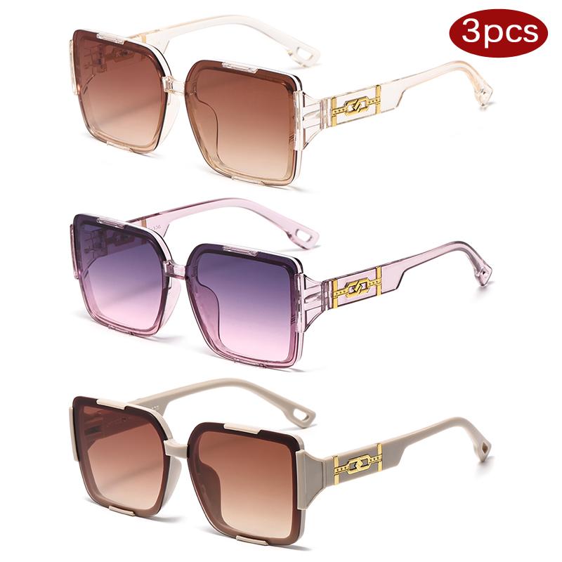 1/3pcs Fashion Oversized Square Sunglasses For Women Men Luxury Alloy Decoration Eyewear Retro Brand Designer Sun Glasses UV400