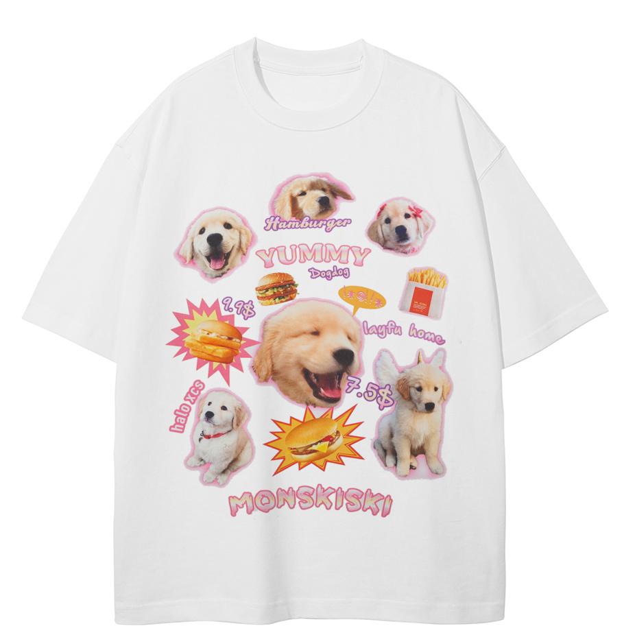 

Funny Dogs Graphic T-Shirt CottonTshirt Unisex Tops Tees Summer Short Sleeves T Shirt 3XL білий