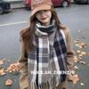 Plaid Korean-Style Women's Winter Scarf - Warm Imitation Cashmere Snood
