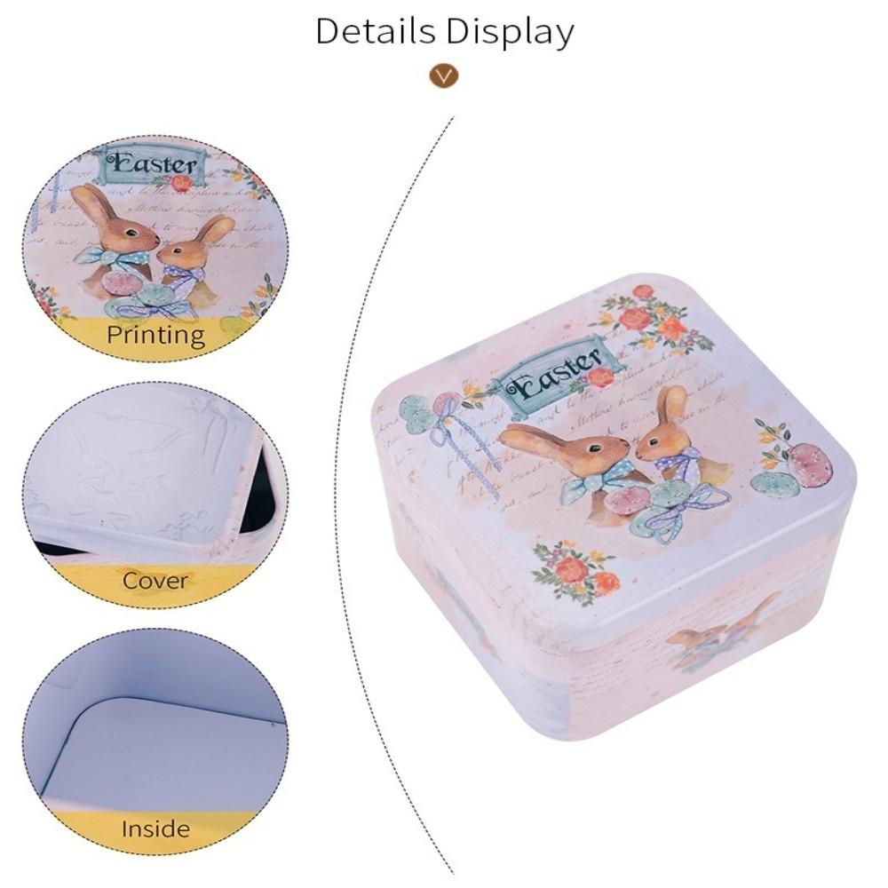 Empty Box Easter Party Decor Square Shape Easter Egg Box Rabbit Tin Storage Box Candy Storage