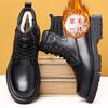 Winter new leather men's boots sheepskin integrated leather boots men's thick-soled thermal Martin boots casual men's shoes Wenzhou
