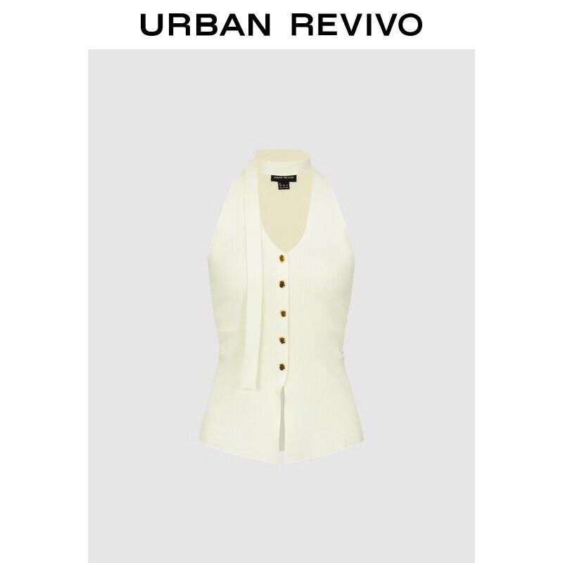 UR2026 Women s Halter Neck Ribbed Knit Top XL