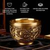 Vintage Retro Dragon Phoenix Cup Traditional Feng Shui Hundred Blessings Cup Desktop Ornament Gold Millet Cylinder Home Decor