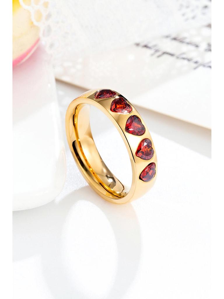 Bague Cœur Diamant Plaqué Or 18K pour Femme - Bijoux Haut de Gamme de Luxe Léger en Acier Titane