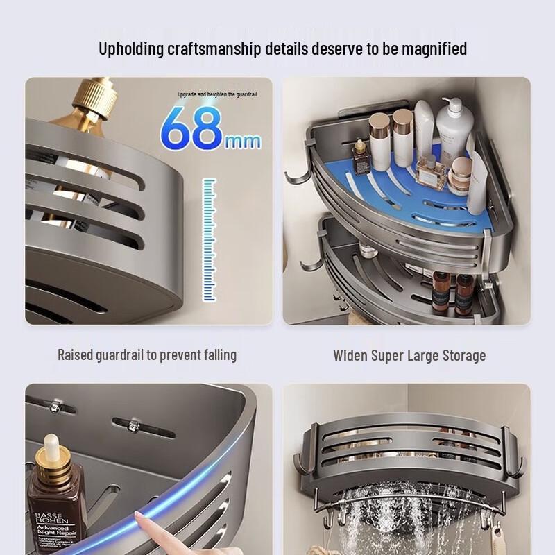 Miling Drill-Free Bathroom Corner Shelf