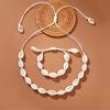 Fashion Handmade Braided Shell Necklace Bracelet 2pcs Set Bohemian Women's Versatile Necklace Beach Resort Style Clavicle Chain
