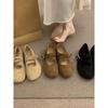 Literary style frosted leather Mary Jane shoes one-word buckle with shallow mouth round head flat-bottomed ballet shoes