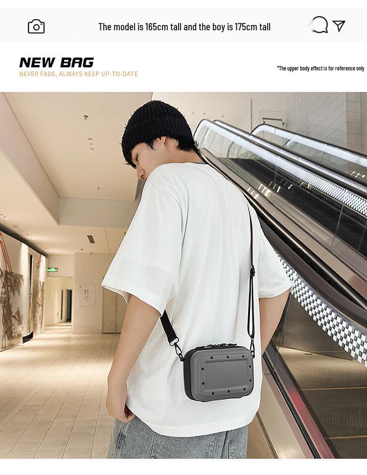 Men's Crossbody Bag: Simple, Versatile, Casual Single-Shoulder Commuter Bag, Soft Shell, Phone Holder, Small Square Design.