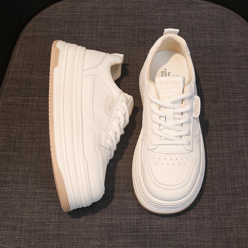 Leather thick-soled heightening little white shoes women's 2025 new autumn versatile women's shoes popular casual sports board shoes