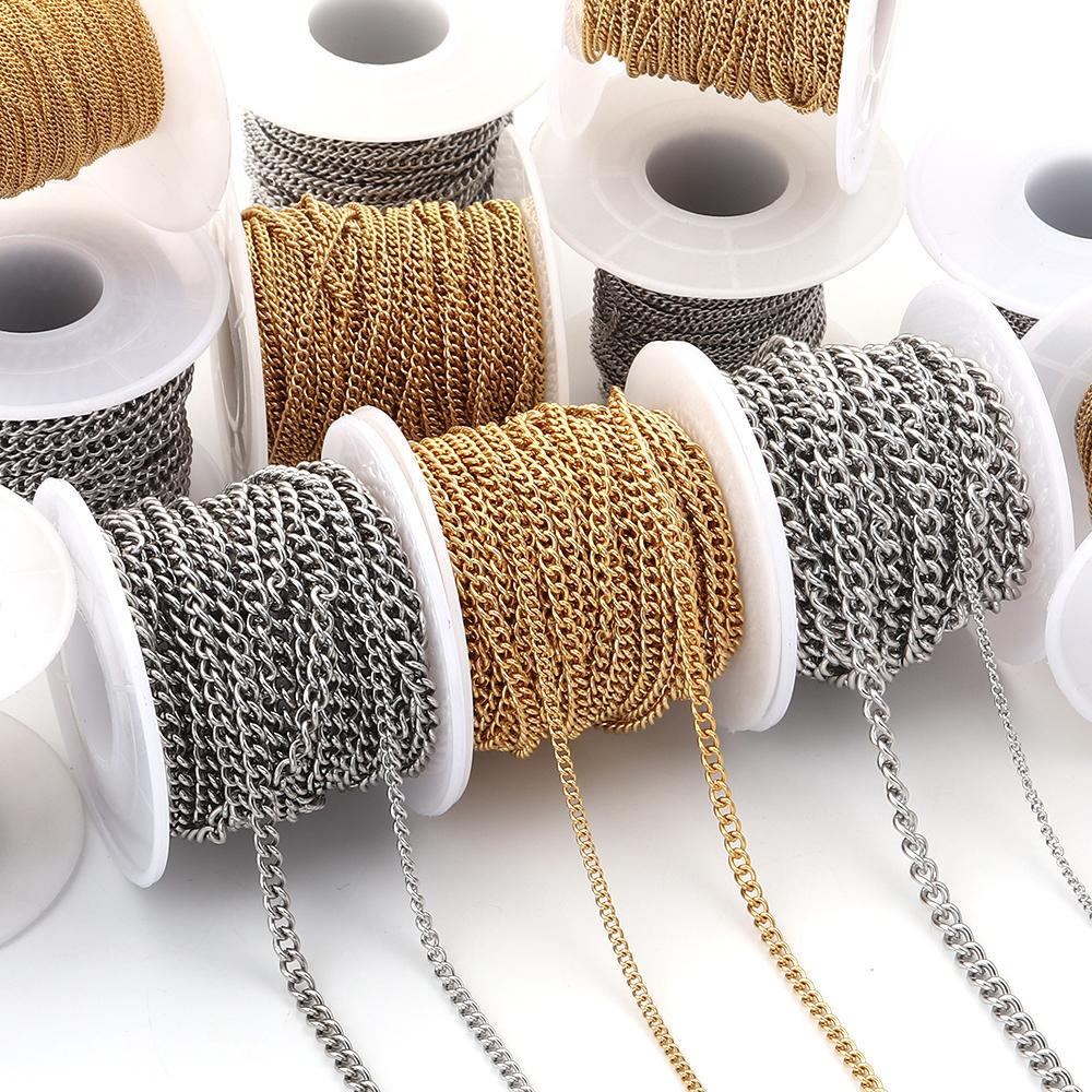 10Yards/Lot 1-4.5mm Stainless Steel Chains Bulk Chains For Necklace Bracelet Anklet DIY Jewelry Making Components Wholesale